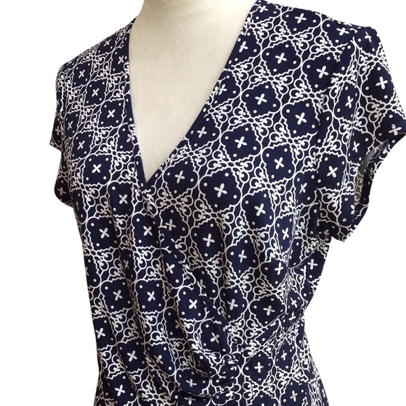 Laundry By Design Blue Geometric Knit Wrap Maxi Dress Size Medium - Picture 6 of 9